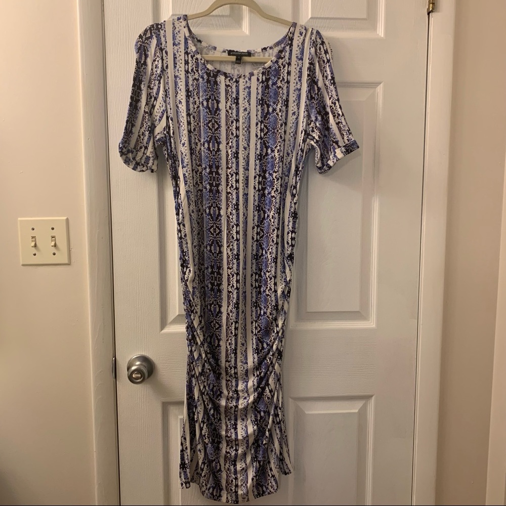 Maternity - Isabella Oliver buttery soft blue snakeskin midi dress